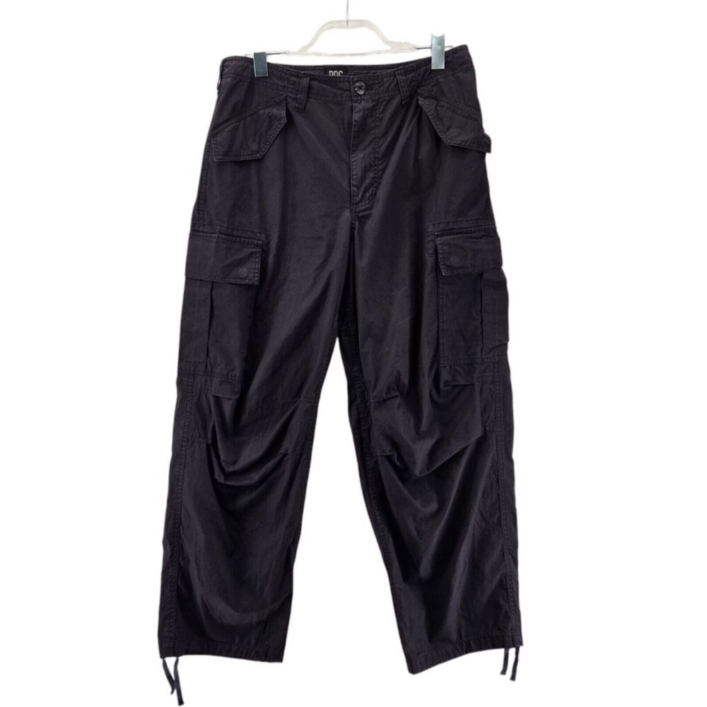 BDG Baggy Cargo Pants Womens 30 Black Lightweight High Rise Drawstring At Ankles
